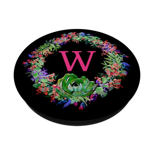 Cell Phone Pop Out Grip Holder,Cute Cactus Monogram Letter W PopSockets Grip and Stand for Phones and Tablets