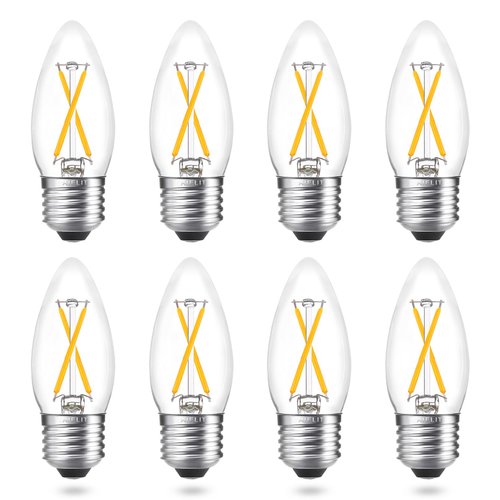 AIELIT B11 Vintage E26 LED Candelabra Light Bulbs, 2W (25W Equivalent), Warm White 2700K, Clear Glass, 200 Lumens, Dimmable LED Edison Bulb for Chandelier Ceiling Fan Pendant Lights, 8-Pack