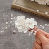 Jakawin Bride Flower Wedding Hair Piece Silver Pearl Hair Clip Rhinestone Crystal Headpiece Leaf Bridal Hair Accessories for Women FJ01 (1 Silver)