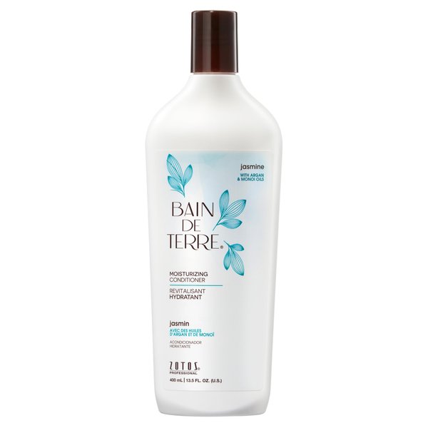 Bain de Terre Jasmine Moisturizing Conditioner, Rich Hydration for Dry Hair, with Argan & Monoi Oils, Paraben-Free, Color-Safe, Vegan, 13.5 Fl Oz