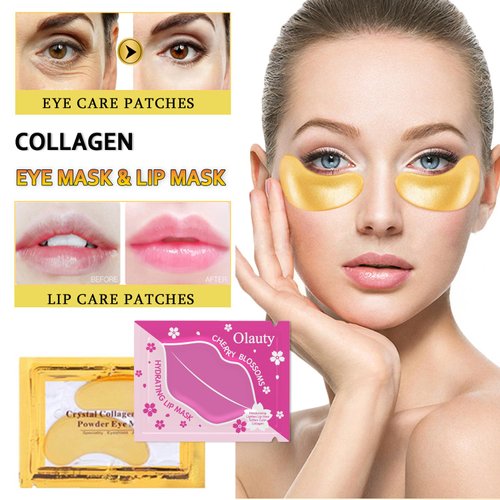20 Pairs 24k Gold Eye Mask & Lip Mask, Gel Collagen Eye Patches for Puffy Eyes, Effectively Moisturizing Anti-Wrinkles Eye Masks for Puffiness and Dark circles