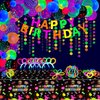 173 Pack Glow Neon Party Supplies Glow Sticks Party Decorations Black Light Reactive Decor Set - Fluorescent Banner, Neon Garlands, Glow in The Dark Balloons, Graffiti Tablecloth, Light Up Sticks
