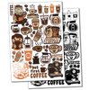 Coffee Love Temporary Tattoo Water Resistant Fake Body Art Set Collection - Black (One Sheet)