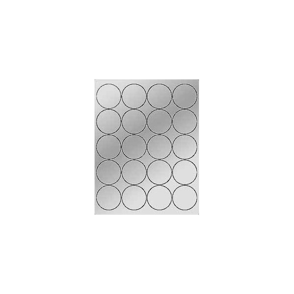 (6 SHEETS) 120 2" BLANK METALLIC SILVER ROUND CIRCLE STICKERS FOR LASER PRINTERS. Size: 8-1/2"x11" Standard Sheets