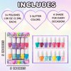 SIMPLE PLEASURES 14 Piece Nail Polish Tower - 14 Assorted Water Based Nail Polish Shades, Gift Set for Girls Ages 7-12, Unicorn Rainbow Stars