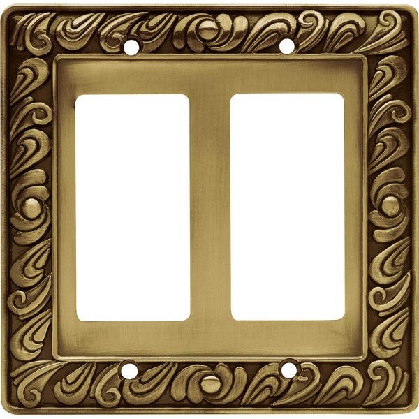 Franklin Brass Paisley Wall Plate, Tumbled Antique Brass Double Decorator Switch Cover, 1-Pack, 64038