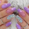 ANDGING Ombre Purple Press on Nails Short Medium Coffin Fake Nails for Women with Glitter Rhinestone Design Glue on Nails Acrylic False Nails Manicure Press on Nail Stick on Nails for Wedding 24Pcs
