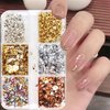 6 Grids Metallic Nail Art Foil Flakes Gold Nail Glitter Sequins Silver Nail Charms Design Nail Supplies Accessories 3D Holographic Sparkly Aluminum Foil Flake for Women Glitter Flakes Nail Decorations
