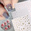 12pcs Aurora Silver Star Moon Nail Art Stickers 3D Star Nail Stickers for Women Rose Gold Star Nail Decals for Nail Art Supplies Sun Moon Heart Stickers for Nails Laser Silver Nail Sticker Nail Design