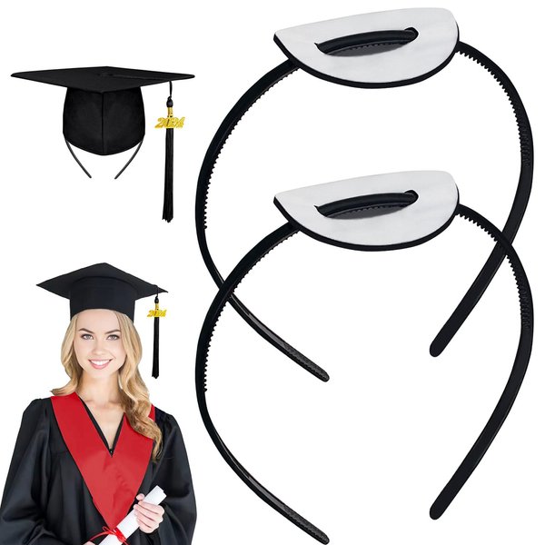 unibouti 2 Pack Graduation Cap Headband - Grad Cap Head Band Insert with EVA Foam Sticker - Graduates Essential Hairband for Securing Graduation Hat