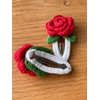 Atelier PG Handmade Crochet Hair Clips, Colorful Cotton Hair Clips (Red Rose)