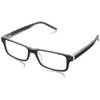 Foster Grant P300 Square Reading Glasses, Opaque Black/Crystal Clear/Transparent, 59 mm, +1.00