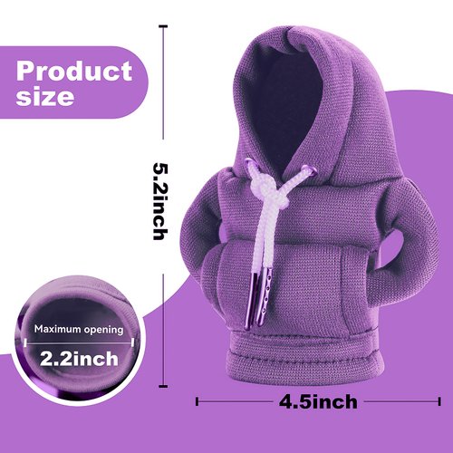 Gear Shift Hoodie, Universal Car Shift Knob Cover, Mini Hoodie for Car Shifter, Automotive Interior Cute Gadgets Car Accessories and Decorations Purple