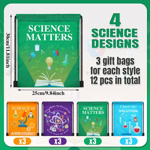 Sureio 86 Pcs Scientific Party Favors Include Scientific Party Drawstring Bags Silicone Bracelets Scientific Stickers Kawaii Pins for Scientific Birthday Party Decorations Prizes