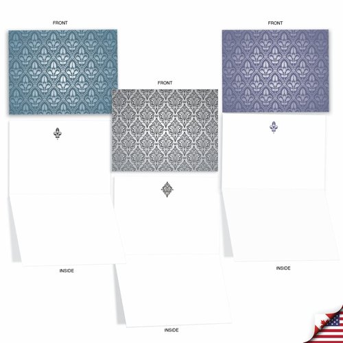 The Best Card Company - 10 Boxed All Occasion Cards with Envelopes (4 x 5.12 Inch) - Colorful, Fun Note Cards Assorted - Royal Pattern M6575OCB