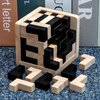 Wooden Brain Teaser Puzzle Skills Builder Shape Pieces Educational Toy for Kids and Adults (Black and Natural L Shape)