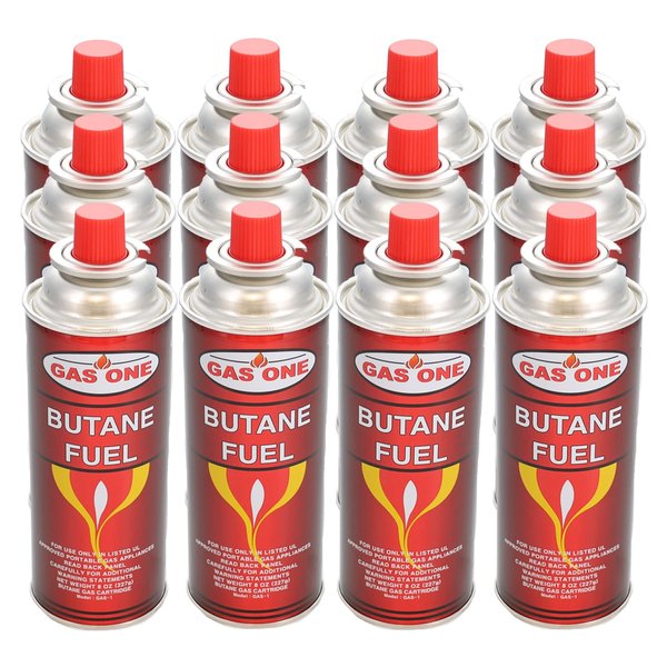 Gas One 12 Pack - 8oz Camping Fuel Canisters for Portable Gas Stoves - UL Safety Certified - Made In Korea