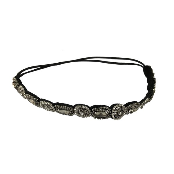 OTYOU Rhinestone Beaded Hair Hoops Headbands Jewels Workmanship Headbands Elastic Non Slip Hair Bands Women Lady Girls Hair Straps Jewelry Accessories (Black)