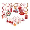 Anor Wishlife Fire Truck Hanging Swirl Decorations,Firefighter,Fireman for Themed Birthday Party,Department,Together,Celling,Home,Office,Bedroom,School(30Ct)