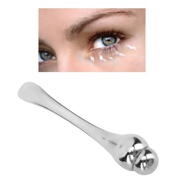 Metal Eye Cream Applicator Roller Wand Stick, Silver Zinc Alloy Eye Cream Spatula Scraping Massage Tool for Reducing Puffiness Wrinkle Dark Circles