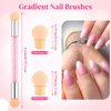 Teaaha 10 PCS Ombre Nail Brush, Ombre Sponges Round Nail Pen, 2 PCS Double-Head Gradient Sponge Rhinestone Handle Acrylic Nail Brush, With 8 PCS Replacement Head for Gel Nails DIY Art Design