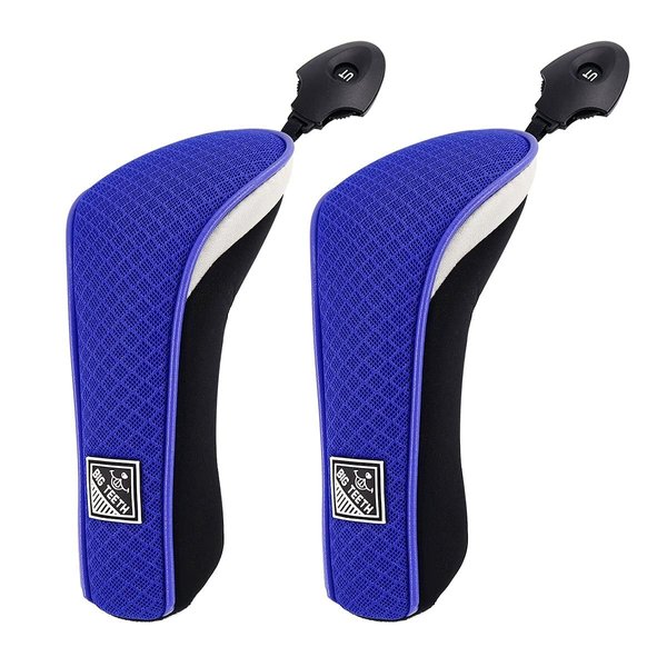 BIG TEETH Golf Hybrid Head Covers Set Headcovers Utility UT Club Protector Meshy with Interchangeable Number Tag (2 Pcs)