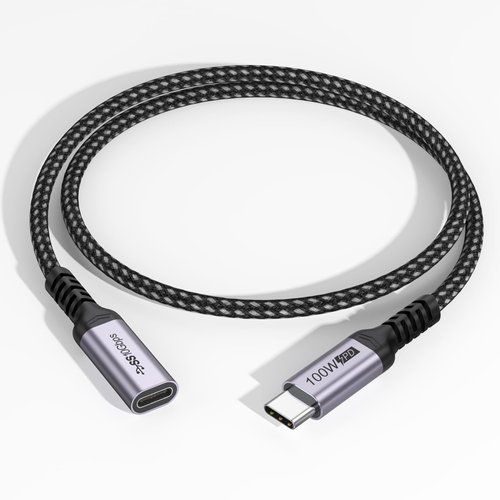 DteeDck USB C Extension Cable 1.5ft, USB 3.2 Type C Extender Cord (100W Fast Charging/10Gbps Data Transfer/4K@60Hz Video) Male to Female for Laptop Tablet Mobile Phone and More