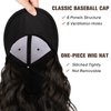 FORCUTEU Hat Wigs for Black Women Short Wave Black Baseball Cap Wig Synthetic Brown Wave Wig Hat Adjustable Black Baseball Cap Wig for Daily Party