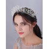 JWICOS Vintage Wedding Pearl Beads Tiara Hair Crown Handmade Bride Headband Bridal Pearl Head Pieces for Wedding Prom Birthday (Silver)