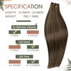 RUNATURE Brown Sew in Hair Extensions Real Human Hair 22 Inch 100g Remy Hair Weft Extensions Dark Brown Mix Ash Brown Brazilian Straight Weft Hair Extensions Full Head Natural Hair Sew in Extensions