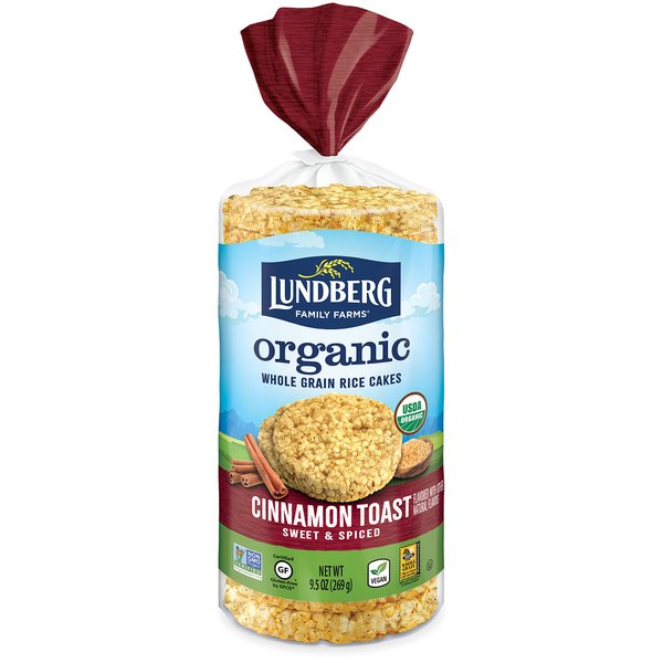 Lundberg Organic Whole Grain Rice Cakes Cinnamon Toast, 9.5 Oz