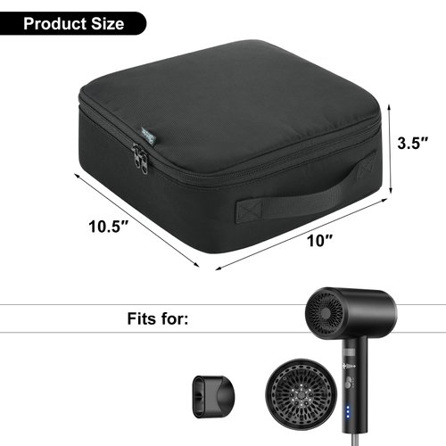 Hair Dryer Carrying Bag Travel Hairdryer Storage Bag Fits 1600W Ionic Blow Dryer and Styler Attachments, Universal Blowdryer Organizer with Mesh Pocket for Portable Hair Dryer and Styling Accessories