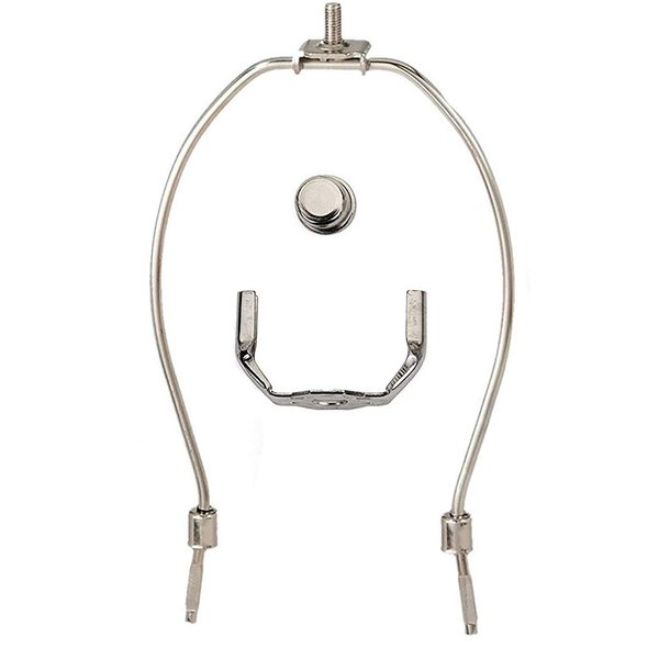 Creative Hobbies® 8 Inch Lamp Harp Kit - Regular Weight, Polished Finish | Harp, Finial and Harp Base Set for Table and Floor Lamps (Silver)