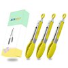 HINMAY Small Appetizer Tongs 7-Inch Silicone Tipped Kitchen Tongs, Set of 3 (Yellow)