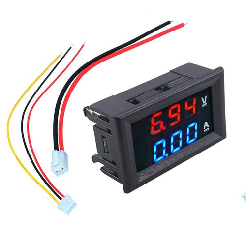 2PCs Voltage Current Tester,Compatible for 0.28" Digital Voltmeter Ammeter DC 100V 10A Dual LED Meter - 3-Bit Blue/Red Display with Connection Wires.