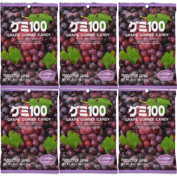 Kasugai Grape Gummy Candy 3.77oz (6 Pack)