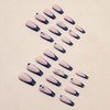 YoYoee Long Coffin False Nails Blue Butterfly Press on Nails French Fake Nails Acrylic Ballerina Nails Tips for Women and Girls 24PCS