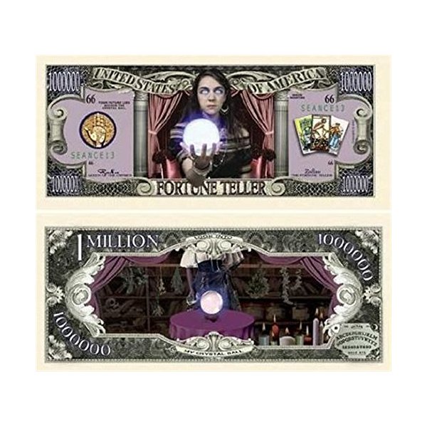 Lot of 5 Fortune Teller Million Dollar Novelty Bills Look into my crystal ball!