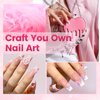 GloBlingle French Tip Press on Nails Long Square Nail Tips -150Pcs Pretty Pink False Nail Tips Kitty Bow Nails Art Decoration Kit Rhinestone Pearl with UV Nail Glue Press on Nail Tips for Women Gifts