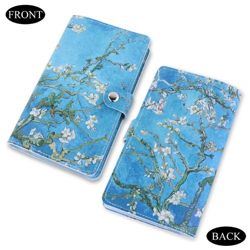 Business Card Holder Book, LIZIMANDU Business Card Book Case PU Leather Organization Binder Name ID Card Holder for Men & Women, Up to 96 Cards Capacity(1-Peach Blossom)