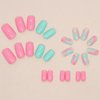 BAOYAALIN Press on Nails Medium Square Pink Fashion Fake Nails with Simple Waves Design Full Cover Press ons Artificial Acrylic False Stick on Nail for Women Girls Daily Wear Wedding Manicure 24Pcs