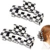 Checkered Hair Claw Clips for Women 2Pcs Checkered Claw Hair Clip Black and White Rectangle Square Clips Banana Barrettes for Thick Thin Hair Jaw Clips Hair Accessories