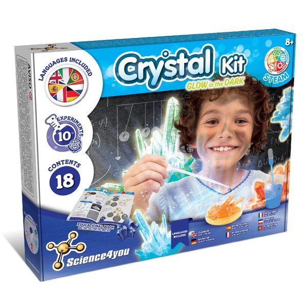 Science4you Crystal Making Kit for Kids - Grow Glow in The Dark Crystals, Growing Kit for Kids with 10+ Experiments, Science Kit, Geology Stem Toy, Gift for Boys and Girls Age 8-12