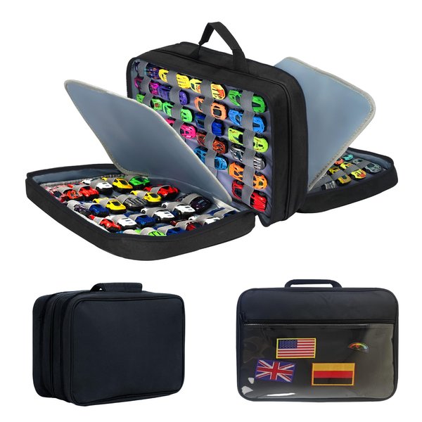 96 Toy Cars Storage Case Compatible with Toy Cars,Hot Wheels Carrying Case,Matchbox Cars Storage Case,Carrying Case for Hot Wheels Cars/Matchbox Cars/Mini Toys/Small Dolls(Bag Only)(Black 96)