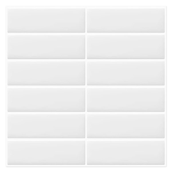 DEWOO White Subway Tile Peel and Stick Backsplash Tiles for Kitchen Bathroom Wall, 10-Sheet (12"×12")