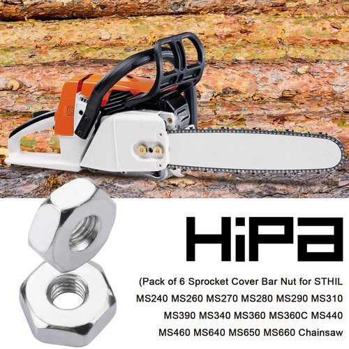 Hipa Sprocket Cover Bar Nut for STHIL MS240 MS260 MS270 MS280 MS290 MS310 MS390 MS340 MS360 MS360C MS440 MS460 MS640 MS650 MS660 MS170 MS170C Series Chainsaw Bar Nut Pack of 6