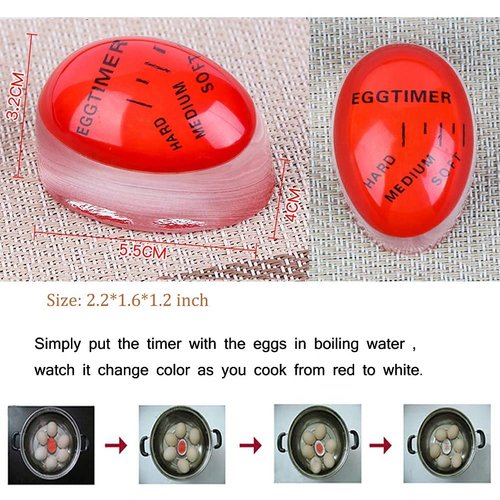 Egg Timer for Boiling Egg, 4 Pack Eco-Friendly Resin Egg Timers, Heat Sensitive Soft Medium Hard Boiled Egg Color Changing Timer Reusable Food Grade Safe Egg Timer Kitchen Gadget Tools, BPA Free
