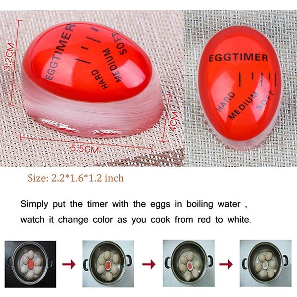 Egg Timer for Boiling Egg, 4 Pack Eco-Friendly Resin Egg Timers, Heat Sensitive Soft Medium Hard Boiled Egg Color Changing Timer Reusable Food Grade Safe Egg Timer Kitchen Gadget Tools, BPA Free