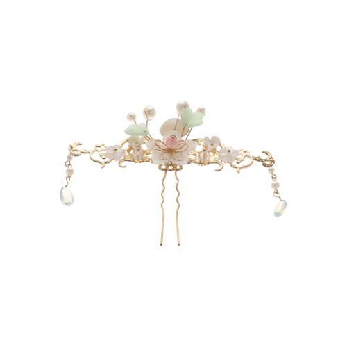 Antique Pink Headwear Hair Crown, Long Tassel Hair Stick Set, Chinese Style Headdress Accessories for Women Girls