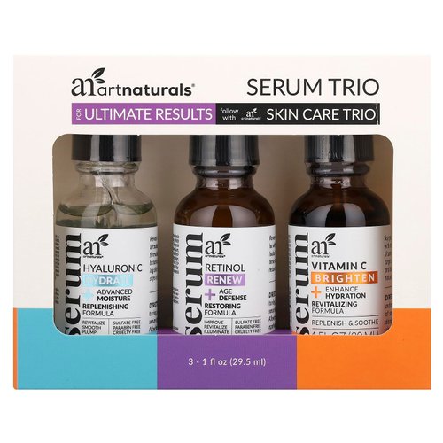 artnaturals Anti-Aging-Set with Vitamin-C Retinol and Hyaluronic-Acid - (3 x 1 Fl Oz / 30ml) Serum for Anti Wrinkle and Dark Circle Remover â€“ All Natural and Moisturizing,1 Fl Oz (Pack of 3)
